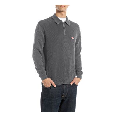 Replay für Herren. UK4867.000.G21280G Pullover mit kurzem grauem Reißverschluss (XL), Lässig, Baumwolle Replay für Herren. UK4867.000.G21280G Pullover mit kurzem grauem Reißverschluss (XL), Lässig, Baumwolle