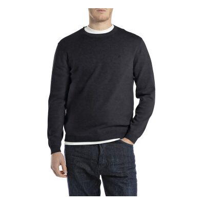 Replay für Herren. UK4851.000.G22578 Pullover aus Baumwolle mit blauer Stickerei r (XL), Lässig Replay für Herren. UK4851.000.G22578 Pullover aus Baumwolle mit blauer Stickerei r (XL), Lässig