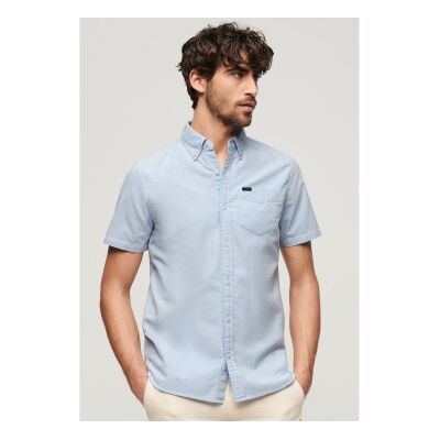 Superdry für Herren. M4010623A Blaues kurzärmeliges Oxford-Hemd (S), Lässig, Baumwolle, Kurzarm Superdry für Herren. M4010623A Blaues kurzärmeliges Oxford-Hemd (S), Lässig, Baumwolle, Kurzarm
