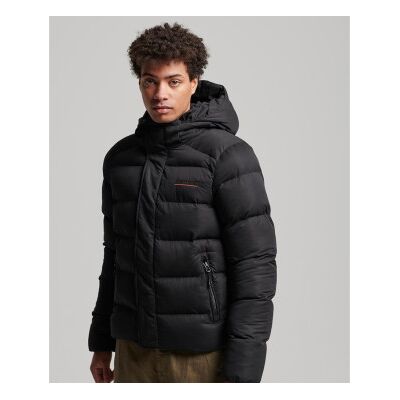 Superdry für Herren. M5011760A Steppjacke mit Kapuze aus Mikrofaser Sports schwarz (L), Lässig, Polyester Superdry für Herren. M5011760A Steppjacke mit Kapuze aus Mikrofaser Sports schwarz (L), Lässig, Polyester