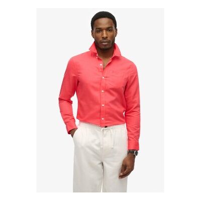 Superdry für Herren. M4011005A Rosa Hemd aus Leinen und Baumwolle (XXL), Lässig, Langarm Superdry für Herren. M4011005A Rosa Hemd aus Leinen und Baumwolle (XXL), Lässig, Langarm