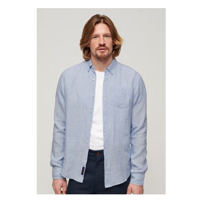 Superdry für Herren. M4010696A Studios blaues Leinenhemd (XXL), Lässig, Langarm Superdry für Herren. M4010696A Studios blaues Leinenhemd (XXL), Lässig, Langarm