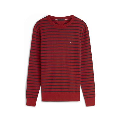 Tommy Hilfiger für Herren. MW0MW39999 Pullover mit Rundhalsausschnitt und roter Logostickerei (L), Lässig, Baumwolle Tommy Hilfiger für Herren. MW0MW39999 Pullover mit Rundhalsausschnitt und roter Logostickerei (L), Lässig, Baumwolle