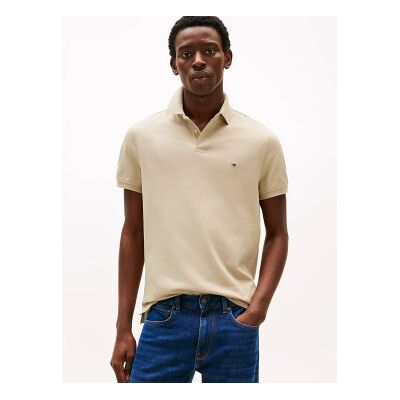 Tommy Hilfiger für Herren. MW0MW17770 1985 beigefarbenes Piqué-Poloshirt (M), Lässig, Baumwolle, Kurzarm Tommy Hilfiger für Herren. MW0MW17770 1985 beigefarbenes Piqué-Poloshirt (M), Lässig, Baumwolle, Kurzarm