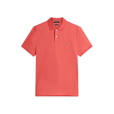Tommy Hilfiger für Herren. MW0MW39994 Poloshirt mit rot gesticktem Logo (L), Lässig, Baumwolle, Kurzarm Tommy Hilfiger für Herren. MW0MW39994 Poloshirt mit rot gesticktem Logo (L), Lässig, Baumwolle, Kurzarm
