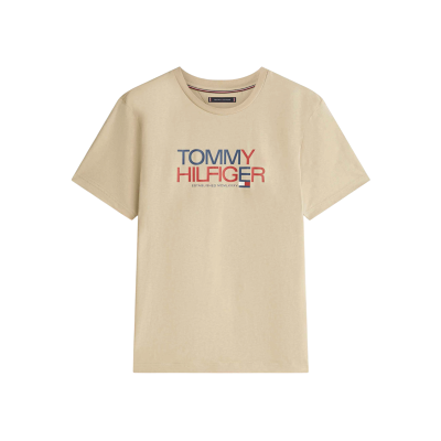 Tommy Hilfiger für Herren. MW0MW42369 Marken-T-Shirt in Beige (S), Lässig, Baumwolle, Kurzarm Tommy Hilfiger für Herren. MW0MW42369 Marken-T-Shirt in Beige (S), Lässig, Baumwolle, Kurzarm