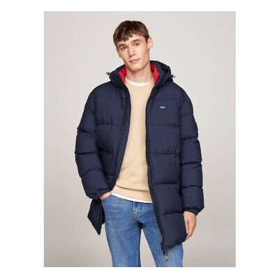 Tommy Jeans für Herren. DM0DM20466 Lässiger Daunenparka mit navyfarbener Kapuze (M), Langarm, Recyceltes Polyester, Nachhaltig, Marine Tommy Jeans für Herren. DM0DM20466 Lässiger Daunenparka mit navyfarbener Kapuze (M), Langarm, Recyceltes Polyester, Nachhaltig, Marine