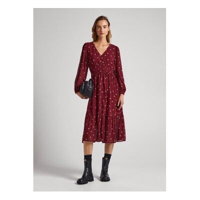 Pepe Jeans für Damen. PL953359 Garnet Gio Kleid (L), Lässig, Kastanienbraun, Viskose, Langarm, Nachhaltig Pepe Jeans für Damen. PL953359 Garnet Gio Kleid (L), Lässig, Kastanienbraun, Viskose, Langarm, Nachhaltig