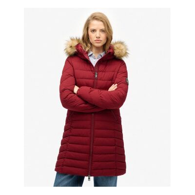 Superdry für Damen. W5011999A Fuji Kunstfellmantel rot (S), Lässig, Polyester Superdry für Damen. W5011999A Fuji Kunstfellmantel rot (S), Lässig, Polyester