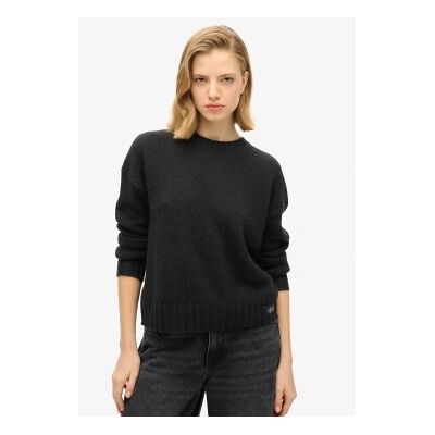 Superdry für Damen. W6110567A Essential Rundhals-Pullover schwarz (XL), Lässig, Polyester Superdry für Damen. W6110567A Essential Rundhals-Pullover schwarz (XL), Lässig, Polyester