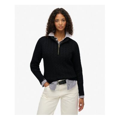 Superdry für Damen. W6110687A Gebürstete Kabelbrücke schwarz (XL), Lässig, Polyester, Langarm Superdry für Damen. W6110687A Gebürstete Kabelbrücke schwarz (XL), Lässig, Polyester, Langarm
