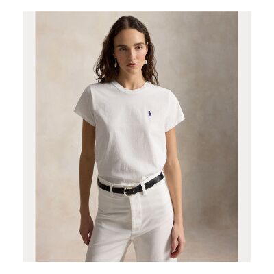 Polo Ralph Lauren für Damen. 211B14605032 Weißes T-Shirt mit Rundhalsausschnitt (XS), Lässig, Baumwolle, Kurzarm Polo Ralph Lauren für Damen. 211B14605032 Weißes T-Shirt mit Rundhalsausschnitt (XS), Lässig, Baumwolle, Kurzarm
