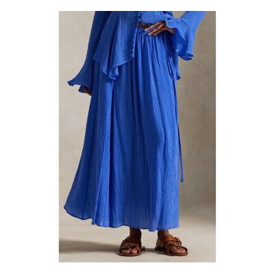 Polo Ralph Lauren für Damen. 211A96330001 Blauer, gekreuzter, ausgestellter Rock mit Crinkle-Effekt (48), Lässig, Lyocell Polo Ralph Lauren für Damen. 211A96330001 Blauer, gekreuzter, ausgestellter Rock mit Crinkle-Effekt (48), Lässig, Lyocell