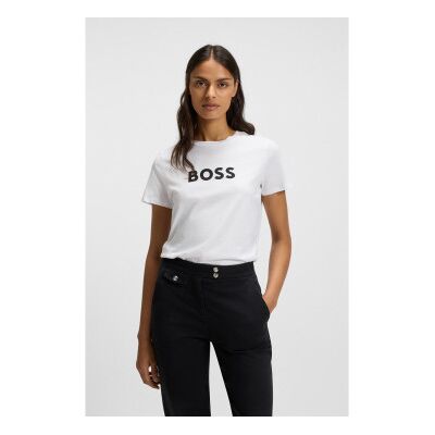 Boss für Damen. 50501139 Weißes Elogo-T-Shirt (XL), Lässig, Baumwolle, Kurzarm Boss für Damen. 50501139 Weißes Elogo-T-Shirt (XL), Lässig, Baumwolle, Kurzarm