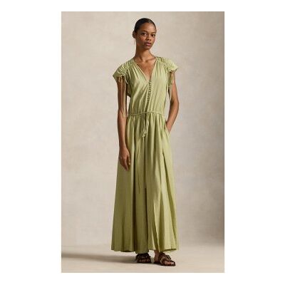 Polo Ralph Lauren für Damen. 211A96358001 Krep-Kleid mit grünen Bändern als Schnürung (40), Lässig, Party, Viskose, Ärmellos / Hosenträger Polo Ralph Lauren für Damen. 211A96358001 Krep-Kleid mit grünen Bändern als Schnürung (40), Lässig, Party, Viskose, Ärmellos / Hosenträger