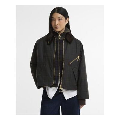 Barbour für Damen. LWX1567 Arlene Checked Wax Jacke aus gewachster Baumwolle grün (S), Lässig Barbour für Damen. LWX1567 Arlene Checked Wax Jacke aus gewachster Baumwolle grün (S), Lässig