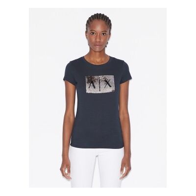 A X Armani Exchange für Damen. 8NYTDLYJ73Z8534 Marineblaues Kurzarm-T-Shirt (XS), Lässig, Baumwolle A X Armani Exchange für Damen. 8NYTDLYJ73Z8534 Marineblaues Kurzarm-T-Shirt (XS), Lässig, Baumwolle