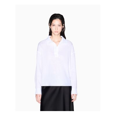 A X Armani Exchange für Damen. XW001756AF21532U0002 Bluse Entspannt weiß (XS), Lässig, Leinen, Langarm A X Armani Exchange für Damen. XW001756AF21532U0002 Bluse Entspannt weiß (XS), Lässig, Leinen, Langarm