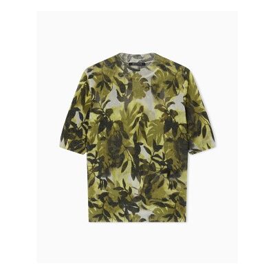 A X Armani Exchange für Damen. XW001909AF21576F7137 T-Shirt mit grünem Ibiza-Druck (XS), Lässig, Viskose, Kurzarm A X Armani Exchange für Damen. XW001909AF21576F7137 T-Shirt mit grünem Ibiza-Druck (XS), Lässig, Viskose, Kurzarm