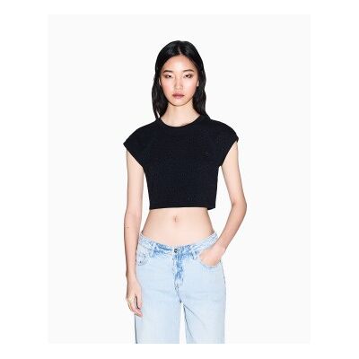 A X Armani Exchange für Damen. XW002295AF17172UC001 T-shirt Crop schwarz (XL), Lässig, Baumwolle, Kurzarm A X Armani Exchange für Damen. XW002295AF17172UC001 T-shirt Crop schwarz (XL), Lässig, Baumwolle, Kurzarm