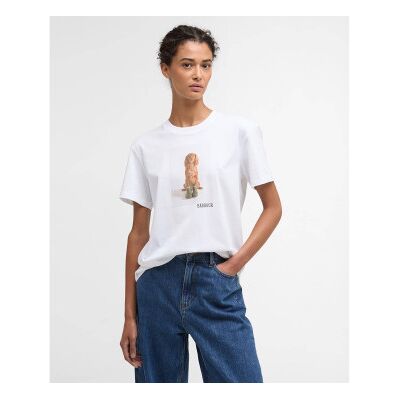 Barbour für Damen. LTS0715 Bedale T-shirt weiß (M), Lässig, Baumwolle, Kurzarm Barbour für Damen. LTS0715 Bedale T-shirt weiß (M), Lässig, Baumwolle, Kurzarm