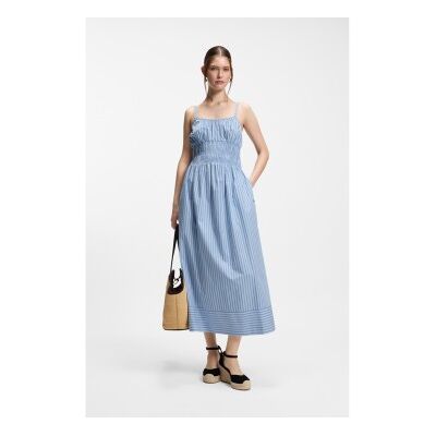 Boss für Damen. 50559218 Kleid aus Baumwollpopeline mit vertikalen Streifen blau (34), Lässig, Baumwolle, Klassisch, Ärmellos / Hosenträger Boss für Damen. 50559218 Kleid aus Baumwollpopeline mit vertikalen Streifen blau (34), Lässig, Baumwolle, Klassisch, Ärmellos / Hosenträger