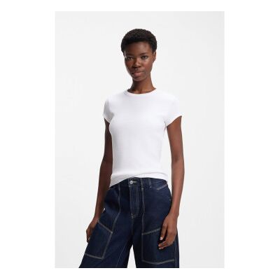 Boss für Damen. 50554675 Ecute T-shirt weiß (XS), Lässig, Baumwolle, Kurzarm Boss für Damen. 50554675 Ecute T-shirt weiß (XS), Lässig, Baumwolle, Kurzarm