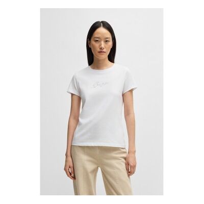 Boss für Damen. 50538826 Esogo T-shirt weiß (L), Lässig, Baumwolle, Kurzarm Boss für Damen. 50538826 Esogo T-shirt weiß (L), Lässig, Baumwolle, Kurzarm