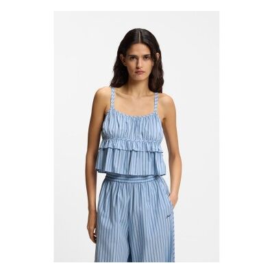 Boss für Damen. 50559224 Blaues Popeline-Oberteil (34), Lässig, Baumwolle, Ärmellos / Hosenträger Boss für Damen. 50559224 Blaues Popeline-Oberteil (34), Lässig, Baumwolle, Ärmellos / Hosenträger