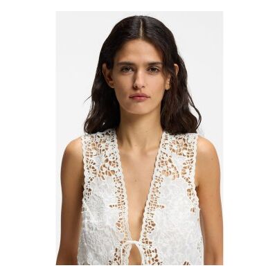 Boss für Damen. 50556743 Bordeauxfarbene Weste mit weißem Knotenverschluss (36), Lässig, Polyester, Ärmellos / Hosenträger Boss für Damen. 50556743 Bordeauxfarbene Weste mit weißem Knotenverschluss (36), Lässig, Polyester, Ärmellos / Hosenträger