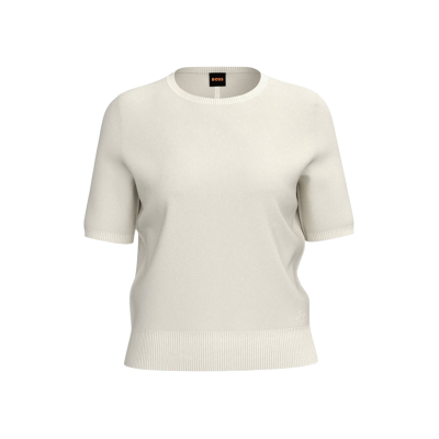 Boss für Damen. 50557077 Fiaffu Pullover beige (S), Lässig, Baumwolle, Kurzarm Boss für Damen. 50557077 Fiaffu Pullover beige (S), Lässig, Baumwolle, Kurzarm