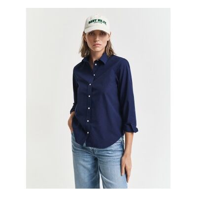 Gant für Damen. 4300348 Klassisches Regular Fit Hemd aus marineblauem Popeline (42), Lässig, Baumwolle, Langarm Gant für Damen. 4300348 Klassisches Regular Fit Hemd aus marineblauem Popeline (42), Lässig, Baumwolle, Langarm