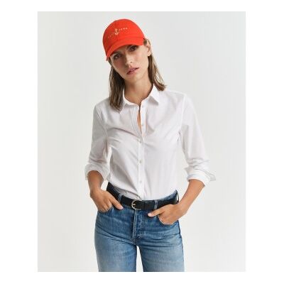 Gant für Damen. 4300486 Schmal geschnittenes Hemd aus weißer Popeline (42), Lässig, Party, Baumwolle, Klassisch, Langarm Gant für Damen. 4300486 Schmal geschnittenes Hemd aus weißer Popeline (42), Lässig, Party, Baumwolle, Klassisch, Langarm