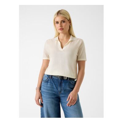 Guess für Damen. W6GR03Z0583 Beigefarbenes Poloshirt mit Strasssteinen (S), Lässig, Wolle, Kurzarm Guess für Damen. W6GR03Z0583 Beigefarbenes Poloshirt mit Strasssteinen (S), Lässig, Wolle, Kurzarm