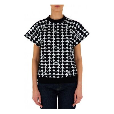Love Moschino für Damen. W 6 494 00 E 2409 Schwarzes bedrucktes T-shirt (38), Weiß, Lässig, Baumwolle, Kurzarm Love Moschino für Damen. W 6 494 00 E 2409 Schwarzes bedrucktes T-shirt (38), Weiß, Lässig, Baumwolle, Kurzarm
