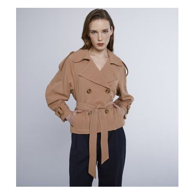 Marella für Damen. 2423026021200 Braune Deodara-Jacke (44), Lässig, Polyester Marella für Damen. 2423026021200 Braune Deodara-Jacke (44), Lässig, Polyester