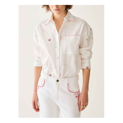 PennyBlack für Damen. 2611111313200 Hemd Pbbricetta weiß, rosa (42), Lässig, Baumwolle, Langarm PennyBlack für Damen. 2611111313200 Hemd Pbbricetta weiß, rosa (42), Lässig, Baumwolle, Langarm