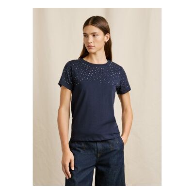Pepe Jeans für Damen. PL5000056 Elodie T-Shirt marineblau (S), Lässig, Baumwolle, Kurzarm Pepe Jeans für Damen. PL5000056 Elodie T-Shirt marineblau (S), Lässig, Baumwolle, Kurzarm