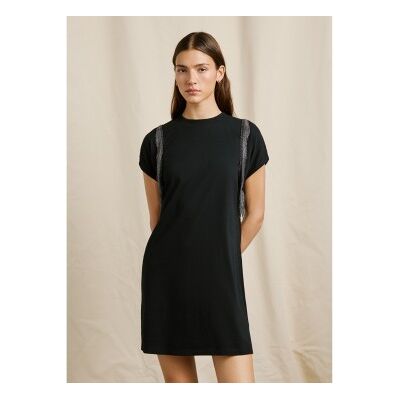 Pepe Jeans für Damen. PL9537740 Elsie Kleid schwarz (L), Lässig, Baumwolle, Kurzarm Pepe Jeans für Damen. PL9537740 Elsie Kleid schwarz (L), Lässig, Baumwolle, Kurzarm