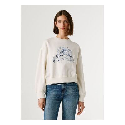 Pepe Jeans für Damen. PL5800068 Sweatshirt Malvec cremefarben (S), Weiß, Lässig, Baumwolle, Langarm Pepe Jeans für Damen. PL5800068 Sweatshirt Malvec cremefarben (S), Weiß, Lässig, Baumwolle, Langarm