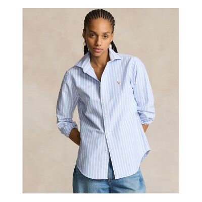 Polo Ralph Lauren für Damen. 211891377004 Schmal geschnittenes Oxford-Hemd mit blauen Streifen (42), Lässig, Baumwolle, Klassisch, Langarm Polo Ralph Lauren für Damen. 211891377004 Schmal geschnittenes Oxford-Hemd mit blauen Streifen (42), Lässig, Baumwolle, Klassisch, Langarm