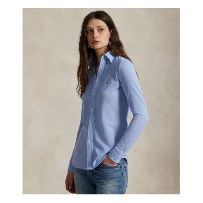 Polo Ralph Lauren für Damen. 211664427001 Schmal geschnittenes Oxford-Hemd aus blauem Baumwoll-Strickjersey (XS), Lässig, Baumwolle, Langarm Polo Ralph Lauren für Damen. 211664427001 Schmal geschnittenes Oxford-Hemd aus blauem Baumwoll-Strickjersey (XS), Lässig, Baumwolle, Langarm