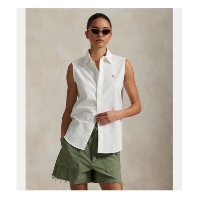 Polo Ralph Lauren für Damen. 211968992001 Oxford ärmelloses Hemd weiß (XS), Baumwolle, Ärmellos / Hosenträger Polo Ralph Lauren für Damen. 211968992001 Oxford ärmelloses Hemd weiß (XS), Baumwolle, Ärmellos / Hosenträger