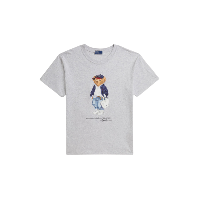Polo Ralph Lauren für Damen. 211A96261001 Baumwoll-T-Shirt mit grauem Polo-Bär (XS), Lässig, Baumwolle, Kurzarm Polo Ralph Lauren für Damen. 211A96261001 Baumwoll-T-Shirt mit grauem Polo-Bär (XS), Lässig, Baumwolle, Kurzarm
