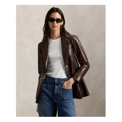 Polo Ralph Lauren für Damen. 211A93156001 Braune einreihige Lederjacke mit einreihigen Knöpfen (38), Lässig Polo Ralph Lauren für Damen. 211A93156001 Braune einreihige Lederjacke mit einreihigen Knöpfen (38), Lässig