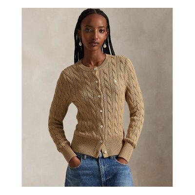 Polo Ralph Lauren für Damen. 211971868502 Baumwollstrickjacke aus beigefarbenem, ecrufarbenem Baumwolljersey (XL), Lässig, Baumwolle Polo Ralph Lauren für Damen. 211971868502 Baumwollstrickjacke aus beigefarbenem, ecrufarbenem Baumwolljersey (XL), Lässig, Baumwolle
