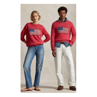Polo Ralph Lauren Unisex. 710718281501 Der ikonische Flaggenpullover rot (XL), Lässig, Baumwolle, Langarm Polo Ralph Lauren Unisex. 710718281501 Der ikonische Flaggenpullover rot (XL), Lässig, Baumwolle, Langarm