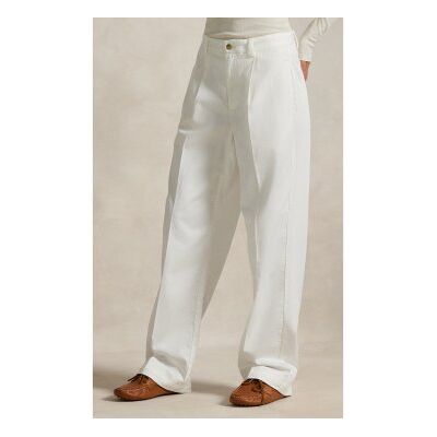 Polo Ralph Lauren für Damen. 211A96676002 Lässige Baumwollhose mit Bundfalten in Gebrochenes Weiß (34), Baumwolle, Klassisch Polo Ralph Lauren für Damen. 211A96676002 Lässige Baumwollhose mit Bundfalten in Gebrochenes Weiß (34), Baumwolle, Klassisch