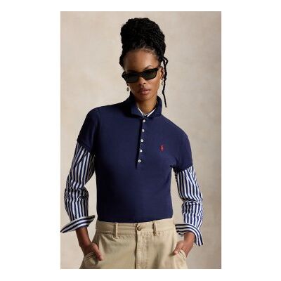 Polo Ralph Lauren für Damen. 211B18200005 Marineblaues Polohemd in Slim-Fit-Passform mit Stretchanteil (XL), Lässig, Baumwolle, Kurzarm Polo Ralph Lauren für Damen. 211B18200005 Marineblaues Polohemd in Slim-Fit-Passform mit Stretchanteil (XL), Lässig, Baumwolle, Kurzarm