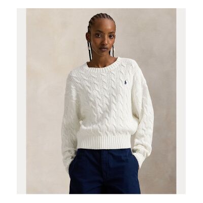 Polo Ralph Lauren für Damen. 211A96245003 Pullover Weißes Kabel (XS), Lässig, Baumwolle Polo Ralph Lauren für Damen. 211A96245003 Pullover Weißes Kabel (XS), Lässig, Baumwolle